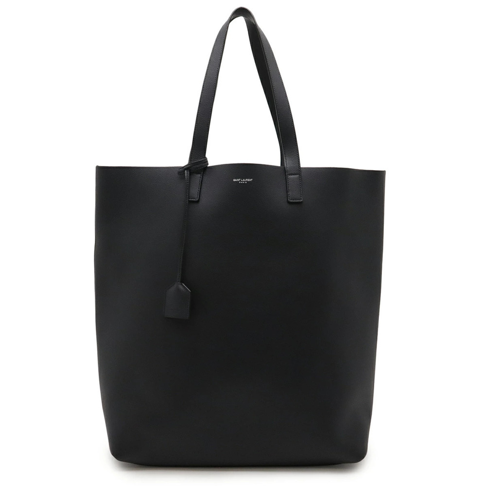 SAINT LAURENT PARIS YSL Yves Shopping Shoulder Tote Bag Leather Black Pouch